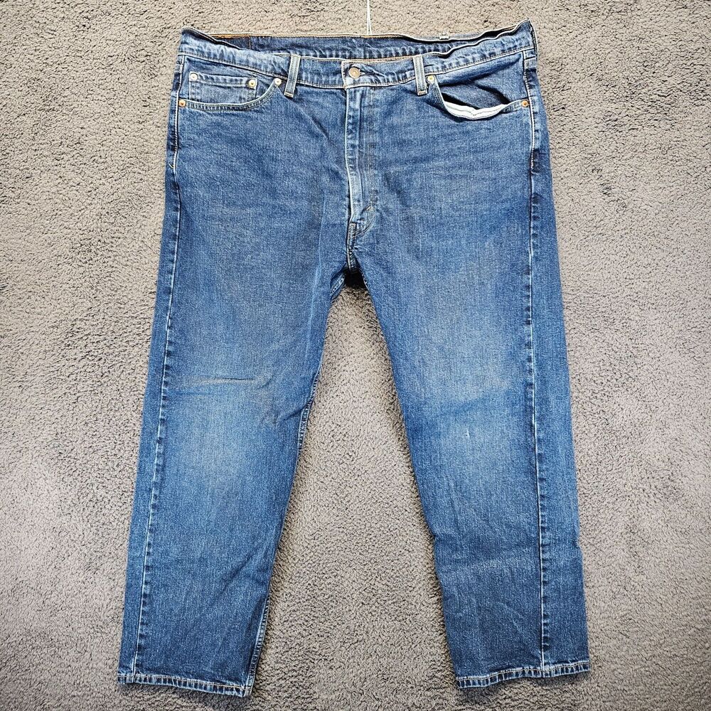 Levis 505 Jeans Men Size 42x30 Blue Denim Straight Leg Medium Wash‎